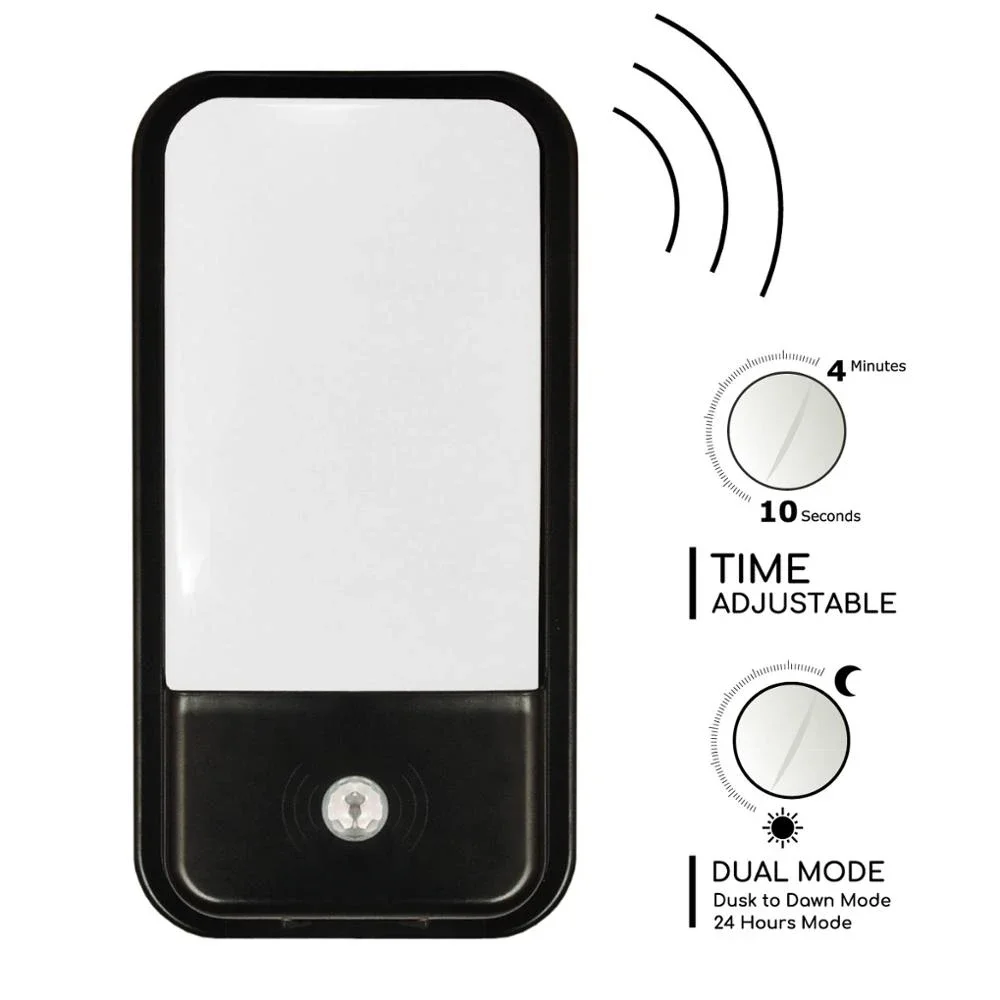 LED Bulkhead 20W with PIR Motion Sensor and Light Sensor, Dual Mode Switchable  Trigger Lighting Time Adjustable