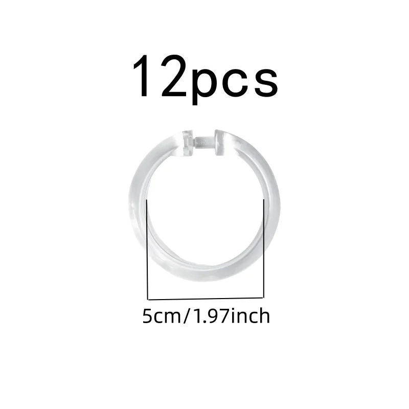 O-Shape Drapery Rings 12 pcs, Waterproof Rust Proof, Easy Snap-On Closure, for Moisture Environment, Multipurpose