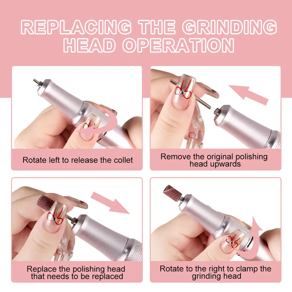 35000 Rpm Instelbare Snelheid Lage Ruis Draadloze Usb Nail Boor Voor Acryl En Gel Nagellak Professionele Nagelsalon