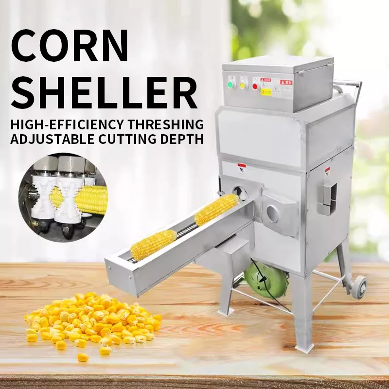 Nueva desgranadora de maíz de alimentación automática, máquina de deshullado comercial de maíz fresco y cocido, transmisión por cadena 600-800 KG/H 220V (personalizado)