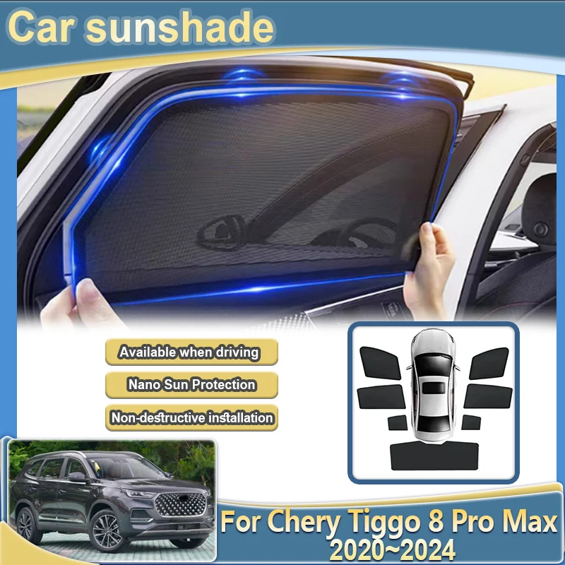 

For Chery Tiggo 8 Plus Pro Max 2020~2024 2022 2023 Car Sun Visor Side Car Sunshade Light blocking Curtain UV Blocking Auto Parts