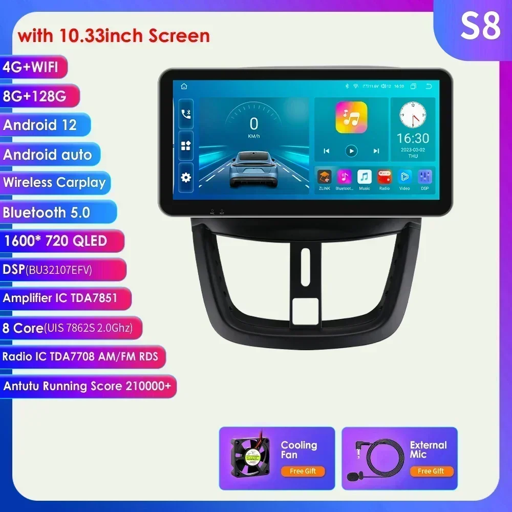 ossuret Android Auto Radio Voor Peugeot 207 207cc 207sw Carplay 2006 -2015 Autoradio 2 Din Multimediascherm Video Gps 2din Audio