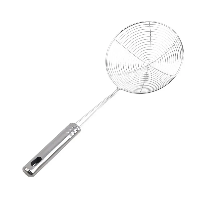 Espumadera de acero inoxidable, colador de araña sólido, cucharón, utensilio de cocina de acero inoxidable, herramienta para patatas fritas, pescado, utensilio para freír