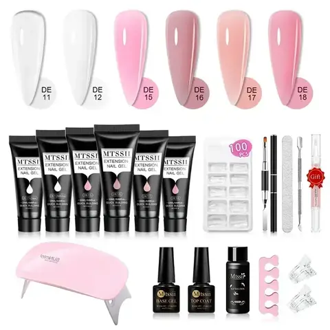 MTSSII 20m Extension Nail Gel Set Manicure Set Finger Quick Buliding Extension Gel Nail Polish Kit Soak Off UV Gel LED Nail Art