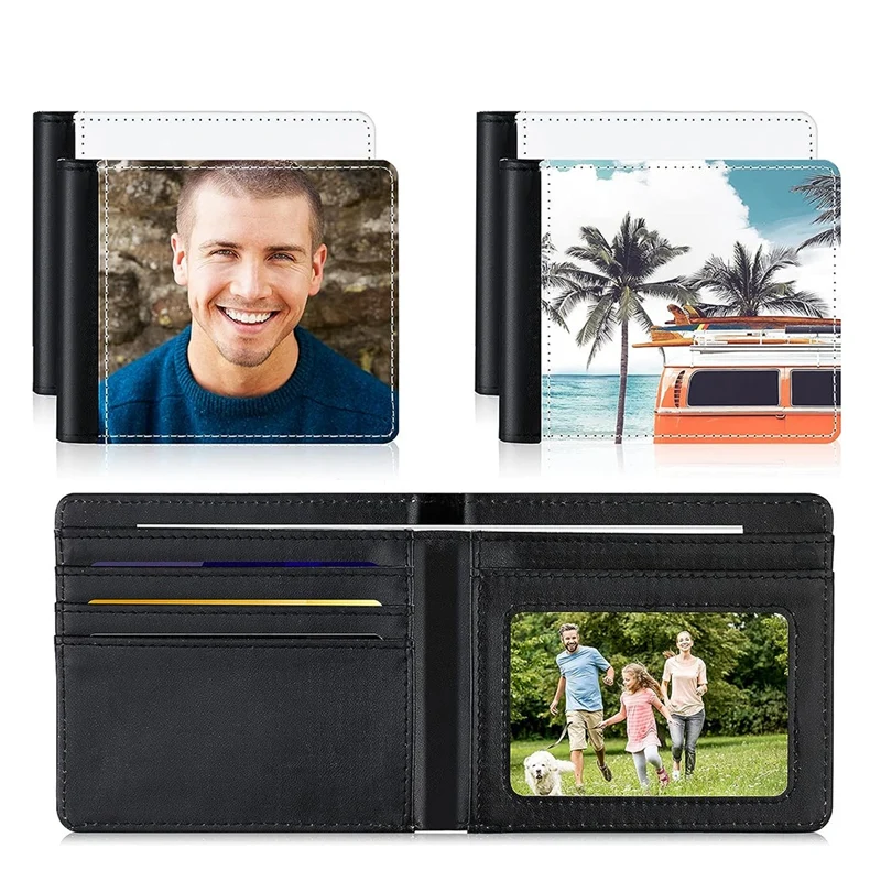 4Pack Sublimation Wallet Leather Blank Heat Transfer Sublimation Wallets Bank For Men Gift Office Travel Easy To Use