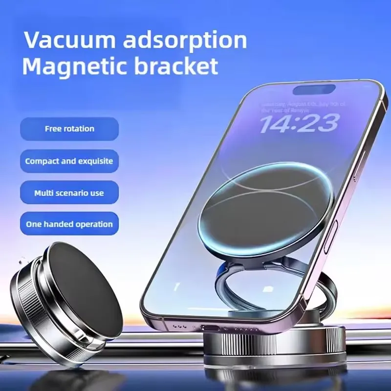 New Vacuum Magnetic Phone Bracket Multi-angles Adjustment Strong Magnet Suction Design Foldable Mini Car Holder Navigation Stand