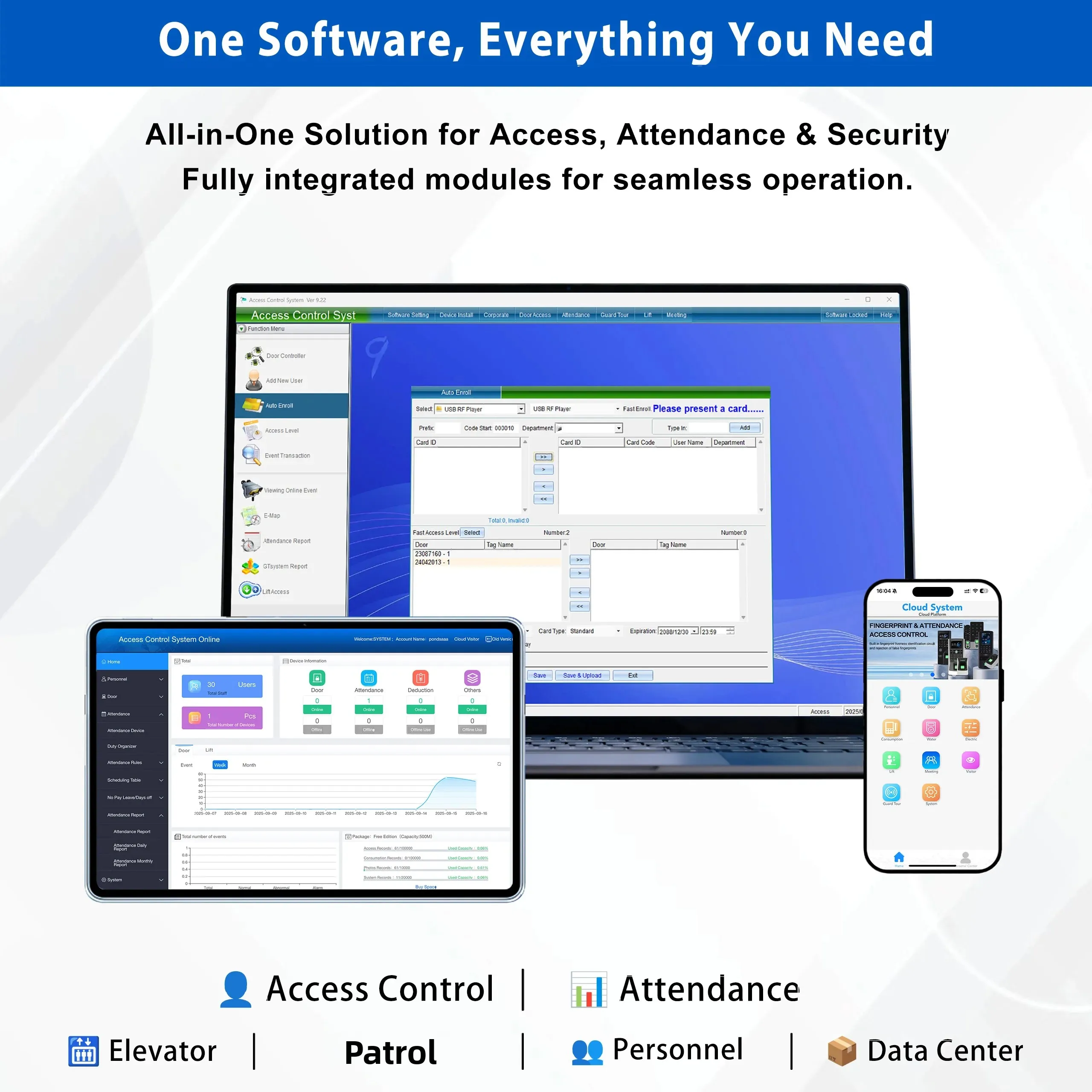Picture 4: 4.5 inch Face Palm Vein Card Biometric Access Control System Cloud Time Attendance Terminal WiFi TCP IP Open API Mobile APP Remo