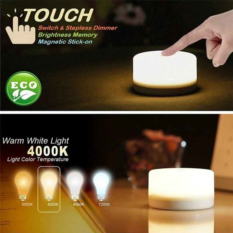 

Hot Sale-LED Mini Night Light USB Rechargeable Touch Sensor Lamp Portable Bedside Lamp Bedroom Living Room Lamp