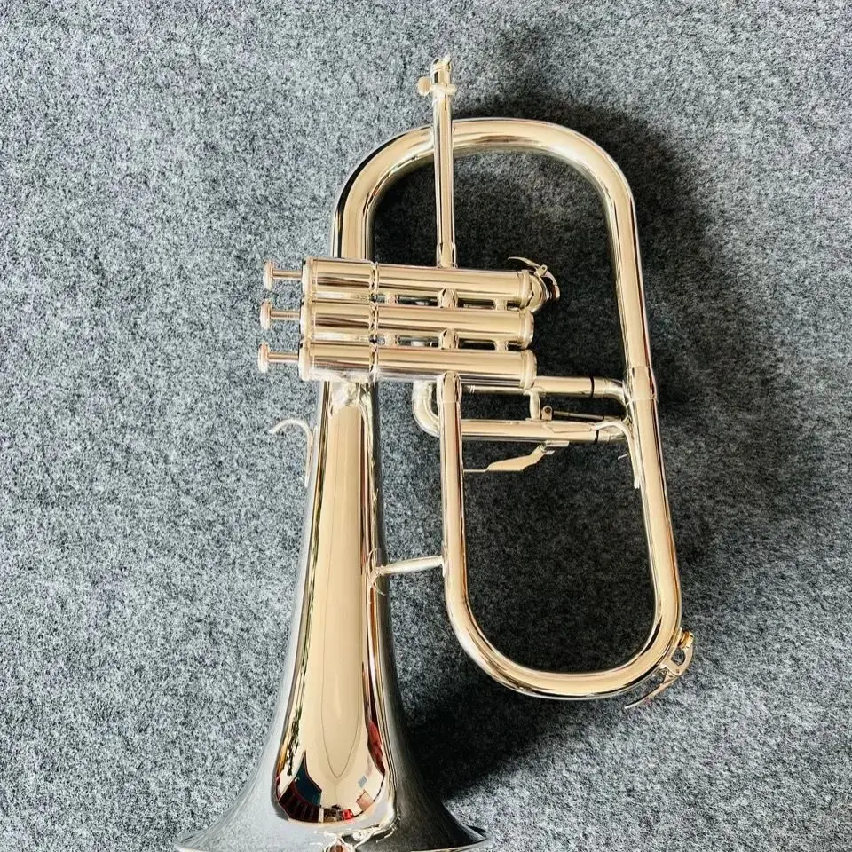 Professional flugelhorn B-flat all silver made flugelhorn jazz instrument soft sound professional-grade tone trumpet horn