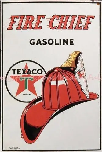 contemporary wall decor Fire Chief Gasoline Texaco metal tin sign