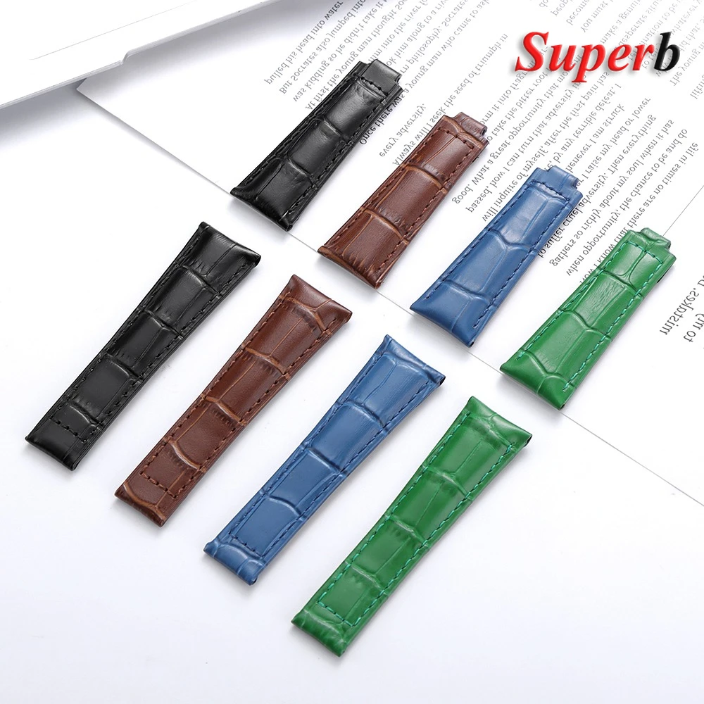 أشرطة ساعات يد لرولكس الغواصة يخت ماستر دايتونا بتوقيت جرينتش جلد العجل حزام رياضي للرجال إكسسوارات ساعات 20 مللي متر