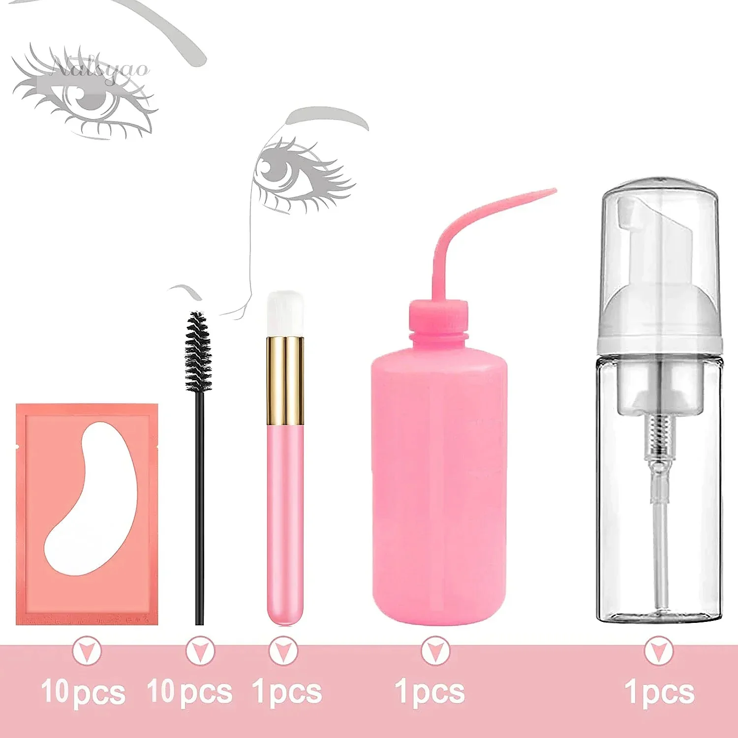 Eyelash Extension Cleaning Kit Lash Shampoo Brush Soap Foam Washing Bottle Mascara Wands Gel Pads Salon Supplies view 4