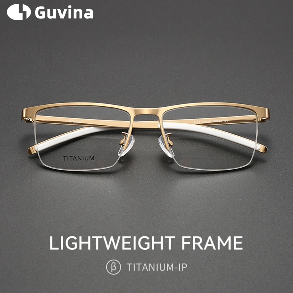 

Титановая оправа с защитой от синего света, оптическая близорукость, дальнозоркость, очки по рецепту, роскошные мужские деловые рабочие очки в полуоправе