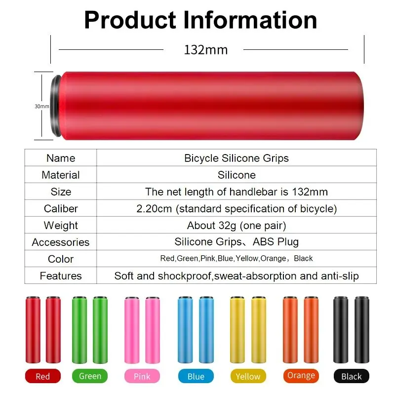 Super Light Silicone bicicleta Grip, MTB guiador, anti-choque, anti-derrapante, Dustproof e impermeável, ABS Plug, acessórios de ciclismo