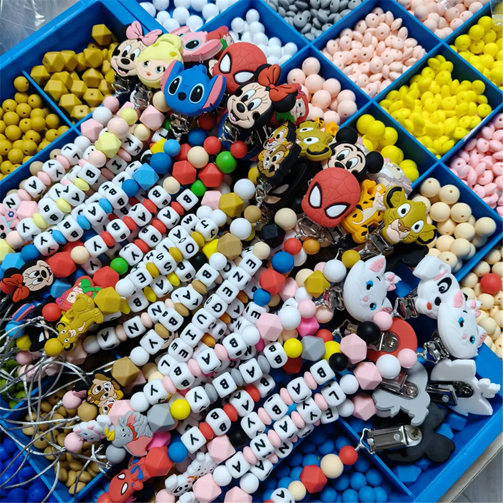 

1 шт., Микки и Минни Дамбо, Симба, Мисс кролик, стежка, силиконовая детская цепочка на заказ, цепочка для соски, зажимы, держатель, цепочка для прорезывания зубов, подарок