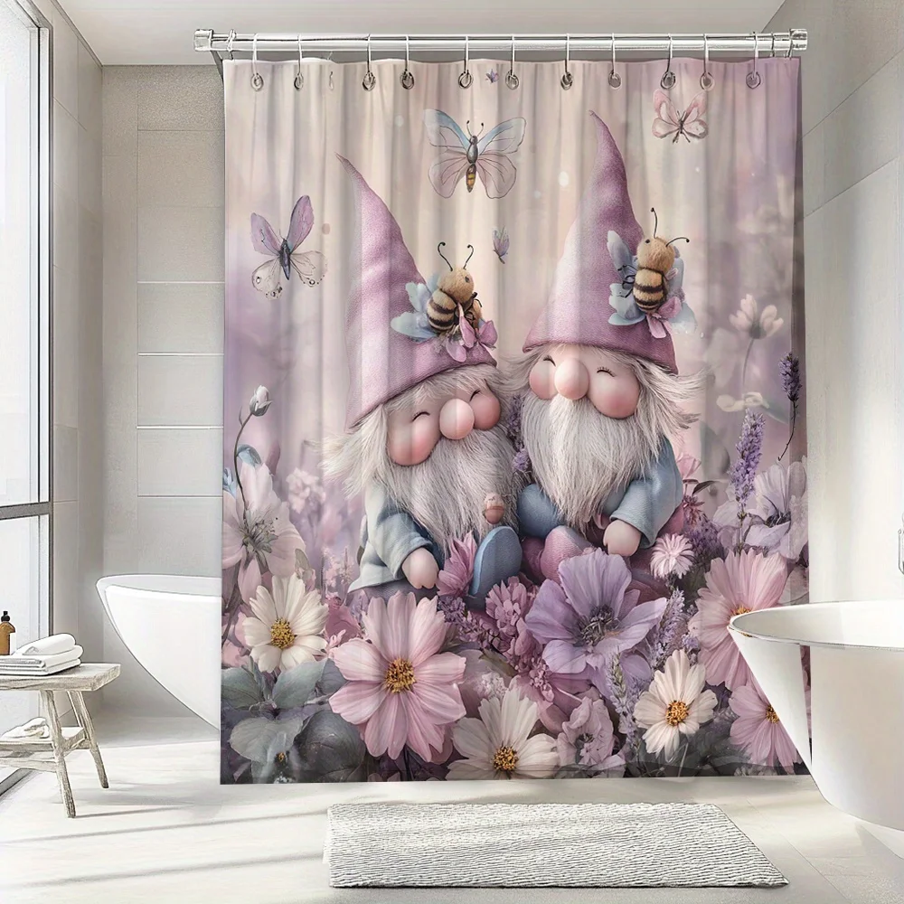 

Водонепроницаемая занавеска для душа с милым карликом и бабочкой, подходит для современного украшения ванной комнаты, стильная, очень подходит для семейного использования