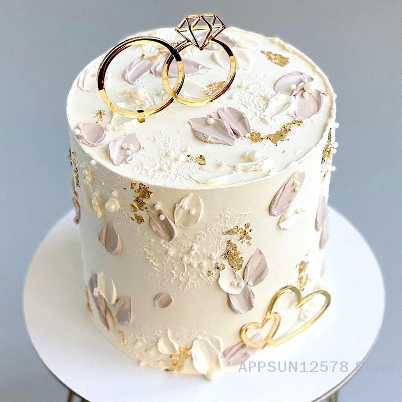 

Diamond Rings Acrylic Wedding Cake Decorations Baking Party Gifts Dessert Accessories