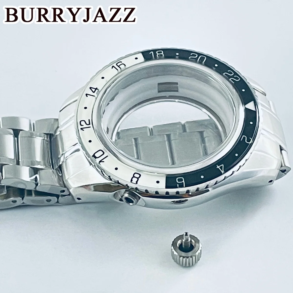 BURRYJAZZ 45 مللي متر NH34 تعديل C3 لومينوساس GMT تاي تشي حلقة ساعة ميكانيكية مقاوم للماء الفولاذ المقاوم للصدأ ساعة اكسسوارات
