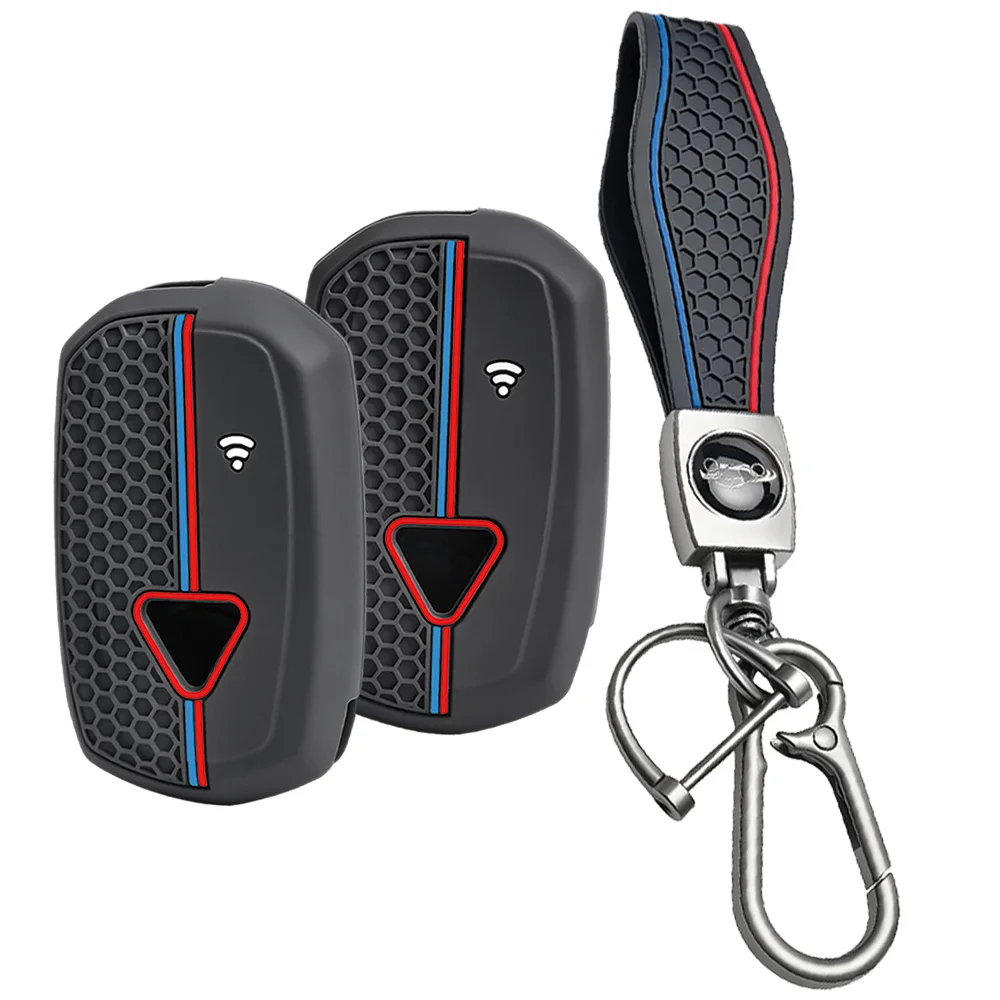 For Triumph Speed Triple RS Tiger 1200 Rocket 3 silicone motorcycle key fob cover with clasp strap and carabiner