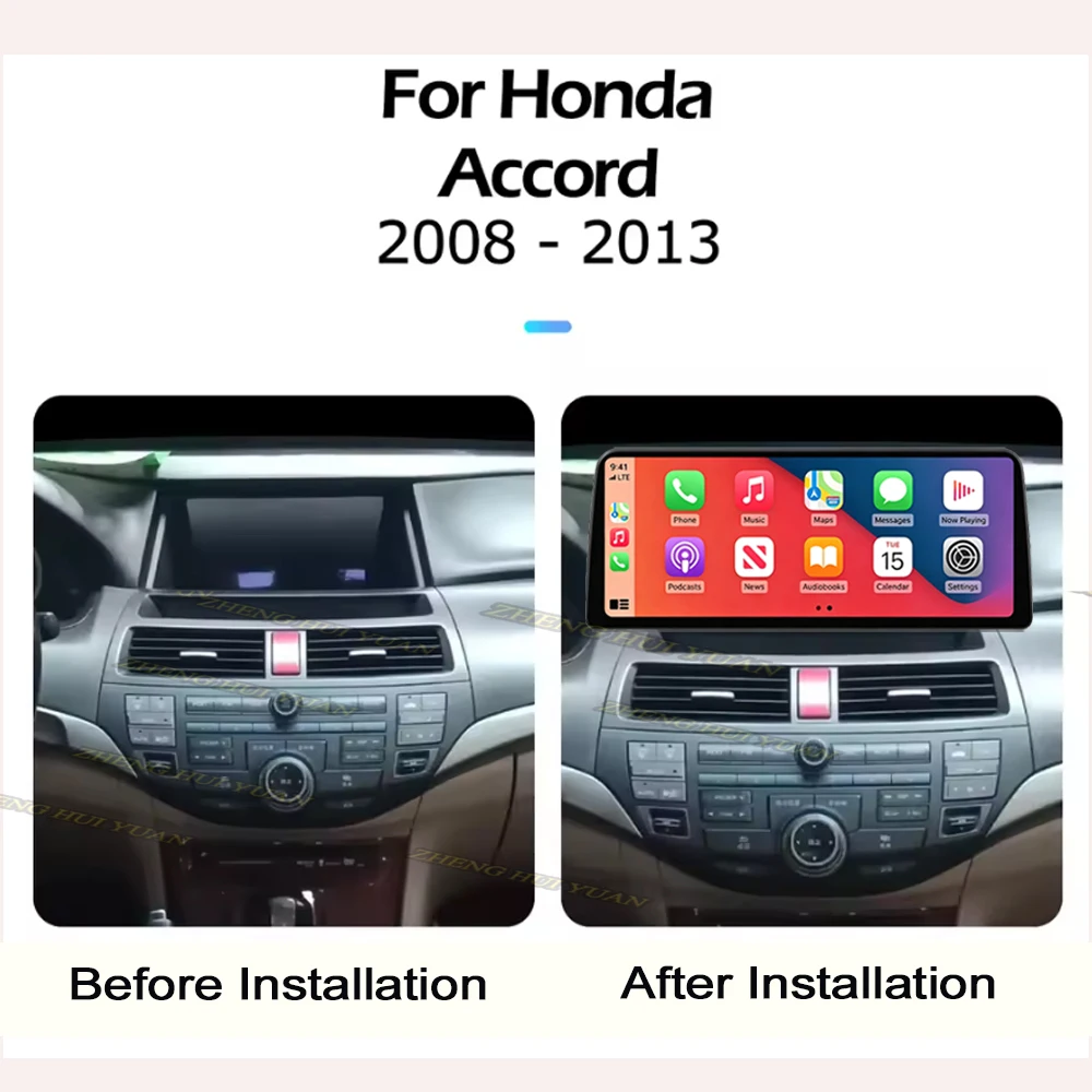 Android 16 12.3 inch For Honda Accord 2008-2013 Car Radio Multimedia Video Player Navigation GPS Auto Carplay Bluetooth WIFI