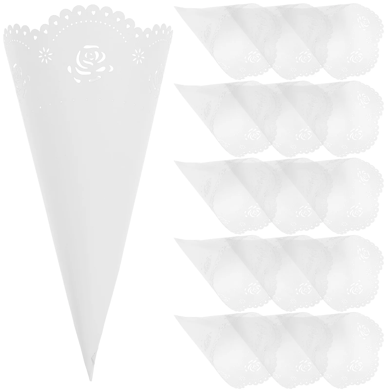 20PCS Hollow Confetti Holders Craft Paper Petal Cones for Wedding Party Storage (Transparent) Paper Confetti Holders