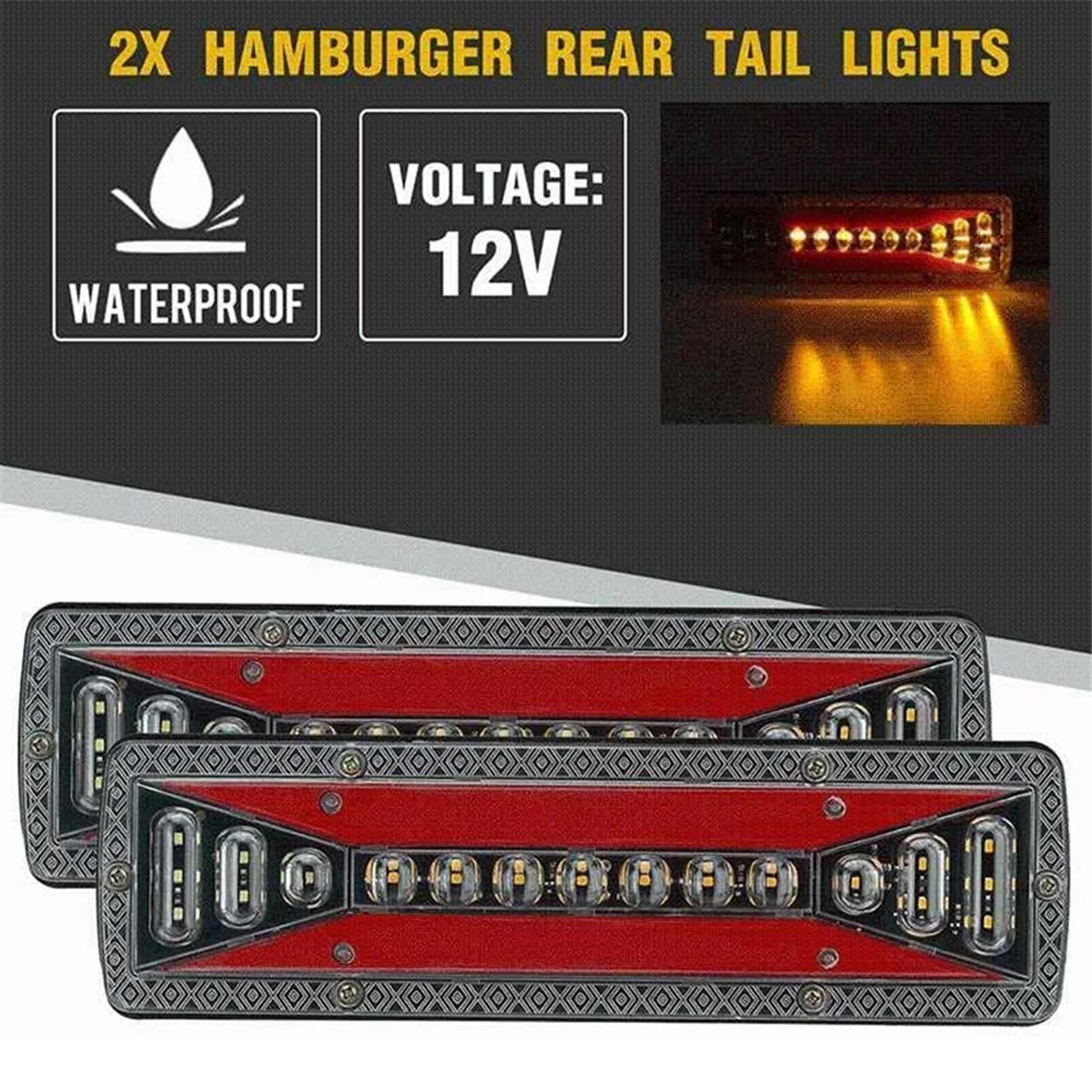 12V Taet Light LED Dynamic Truck Lights Rear Brake Lights Signal TRACK TRACTOR LIGHT TRAILER BUS