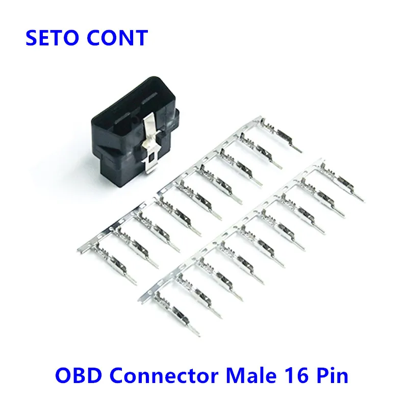 J1962 Black Male OBD Connector 16 Pin OBDII Connector OBD2 Adapter with Crimped Terminals for Auto Diagnostic Device OBD Cable