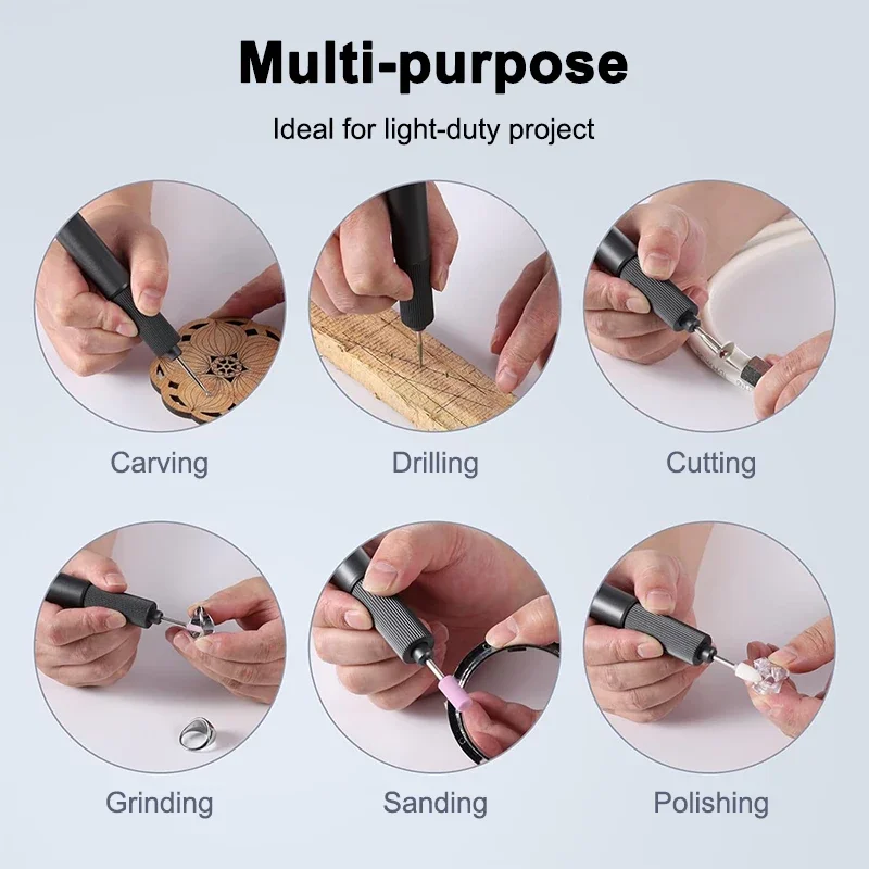 Mini HandHeld Electric Carving Pen Variable Speed Rotary Tools Kit Engraver Polishing Charging Grinding Pen Angle Grinder