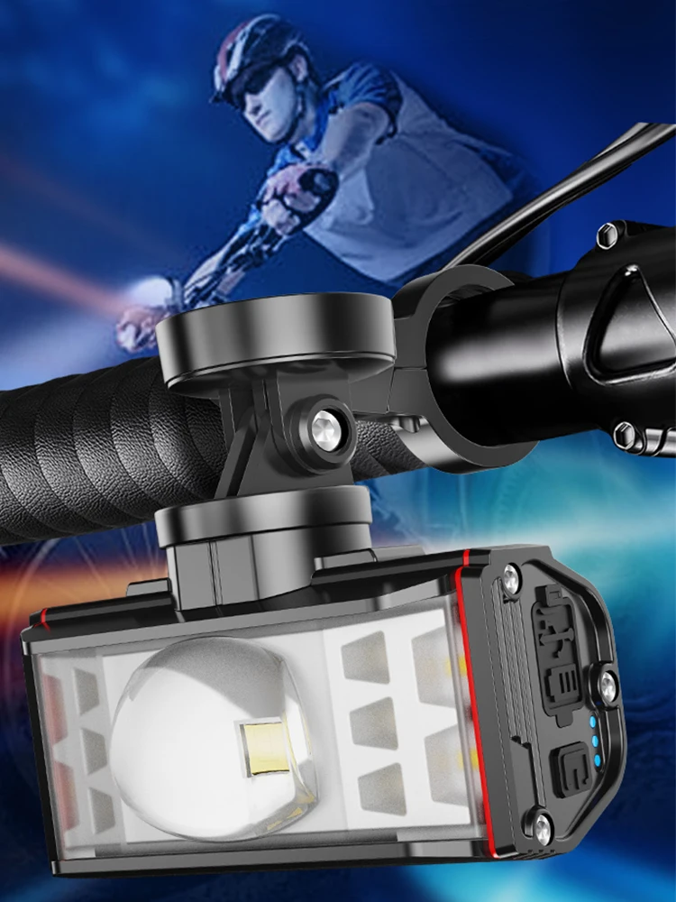 LED Bike Handlebar Flashlight USB Rechargeable Cycling Flashlight 1800LM MTB Mountain Bike Lamp Bicycle Accessories