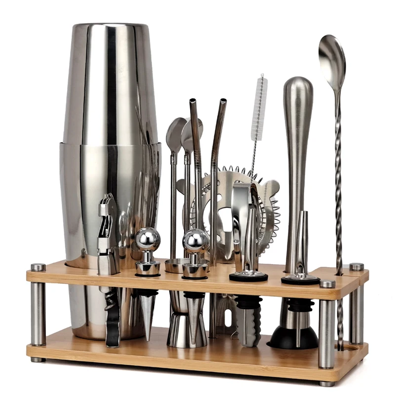 

Stainless Steel Japanese Bartender Set Bar Bartending Tools Shaker Pot Filter Boston Wine Storage Rack