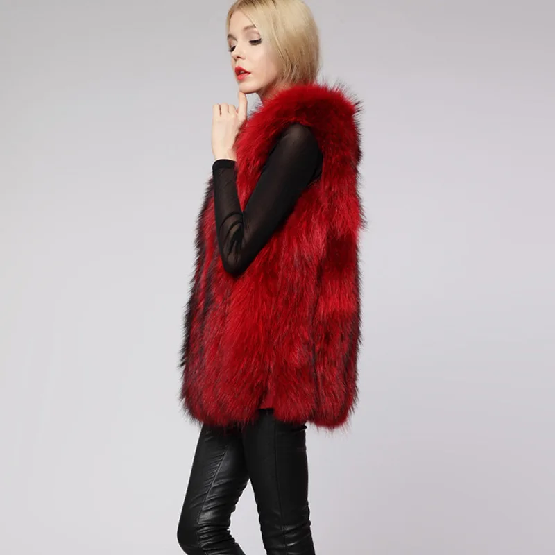 Artificial Fox Hair Short Splicing Vest Solid Color Autumn and Winter New Fur  Women's Vest Mao Mao Jacket