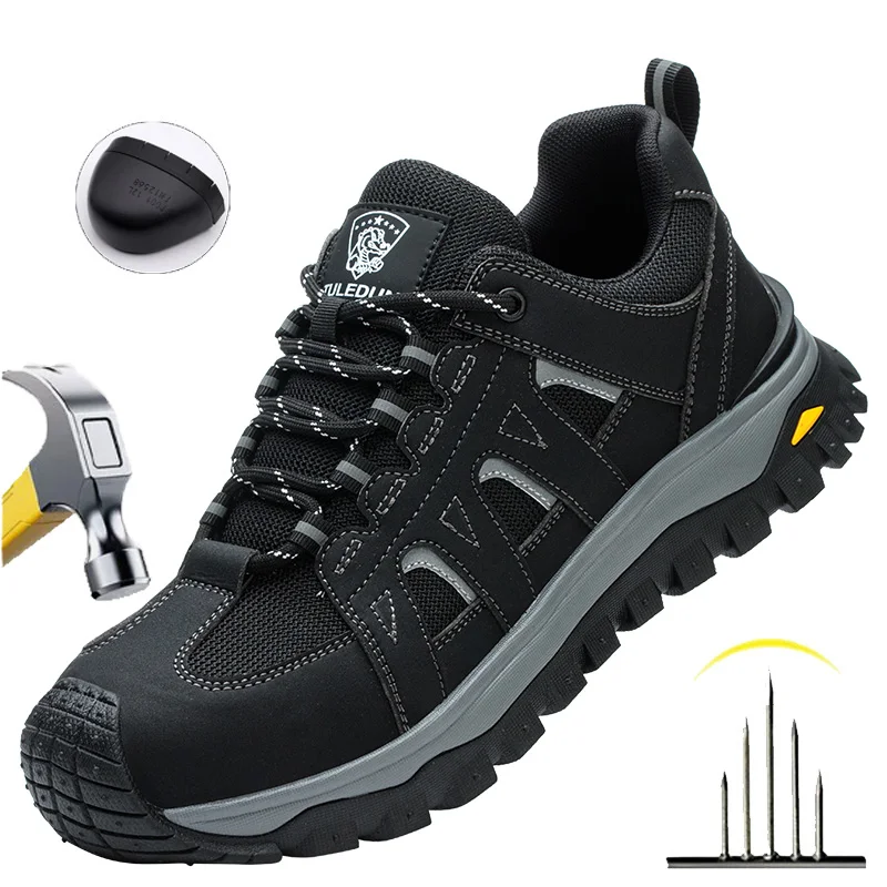 

Men Steel Toe Work Boots Running Shoes Anti-smash Anti-Punctur Sneakers Outdoor Sport Safety Shoes Breathable Industrial Shoes