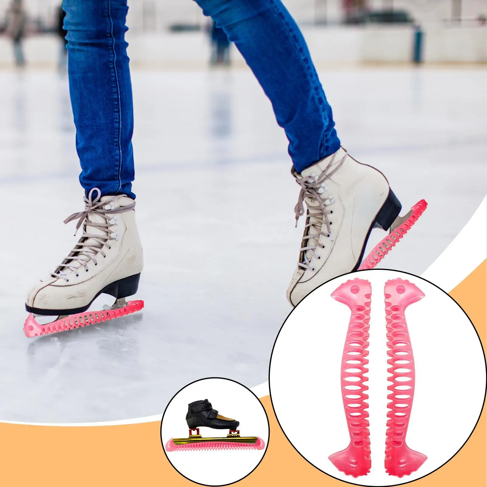 

Пара портативных защитных чехлов для коньков: мягкие, эластичные, легкие, для юниоров и взрослых, для зимних тренировок на льду