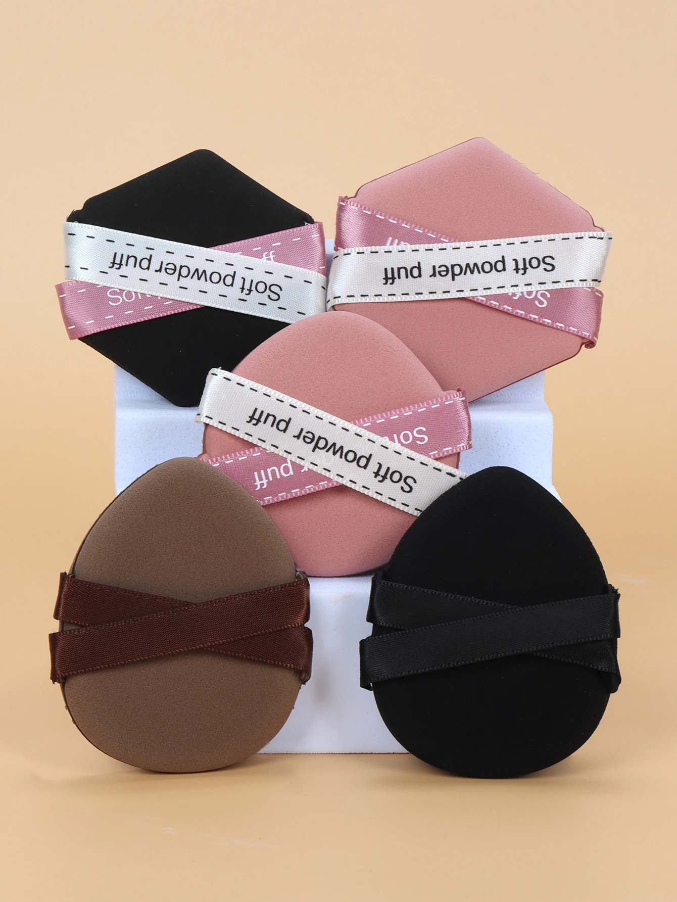 Podwójna Wstążka Duża Poduszka Powietrzna w Kształcie Kropli Wody 2 szt., Do Użytku na Mokro lub na Sucho; Puszysta Poduszka Powietrzna; Wielofunkcyjna Przenośna Gąbka do Makijażu