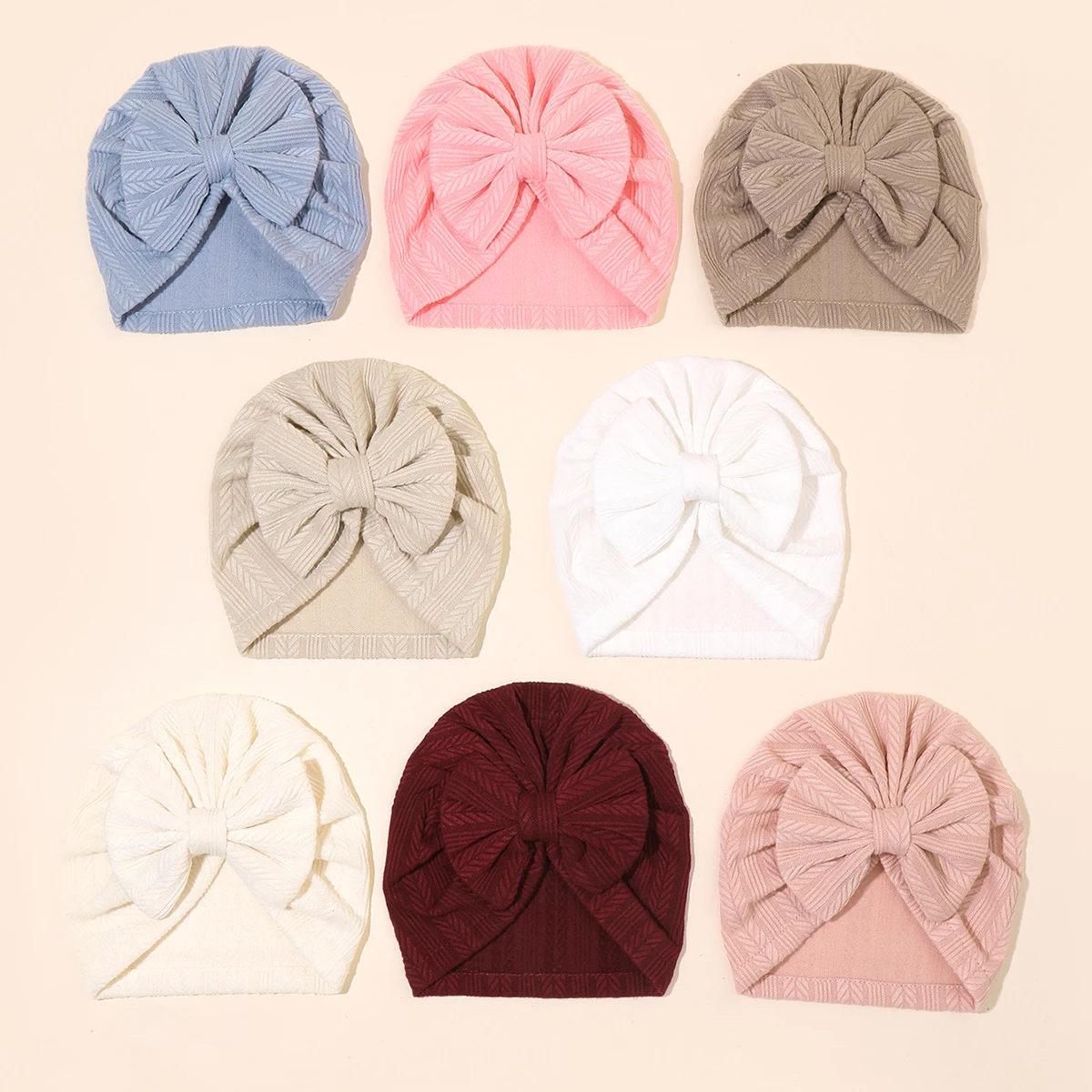 

8pcs Newborn Bowknot Beanie Baby Girl Turban Babies Soft Cute Bow hat Infant Beanie Baby Headbands Toddler Baby Hair Accessories