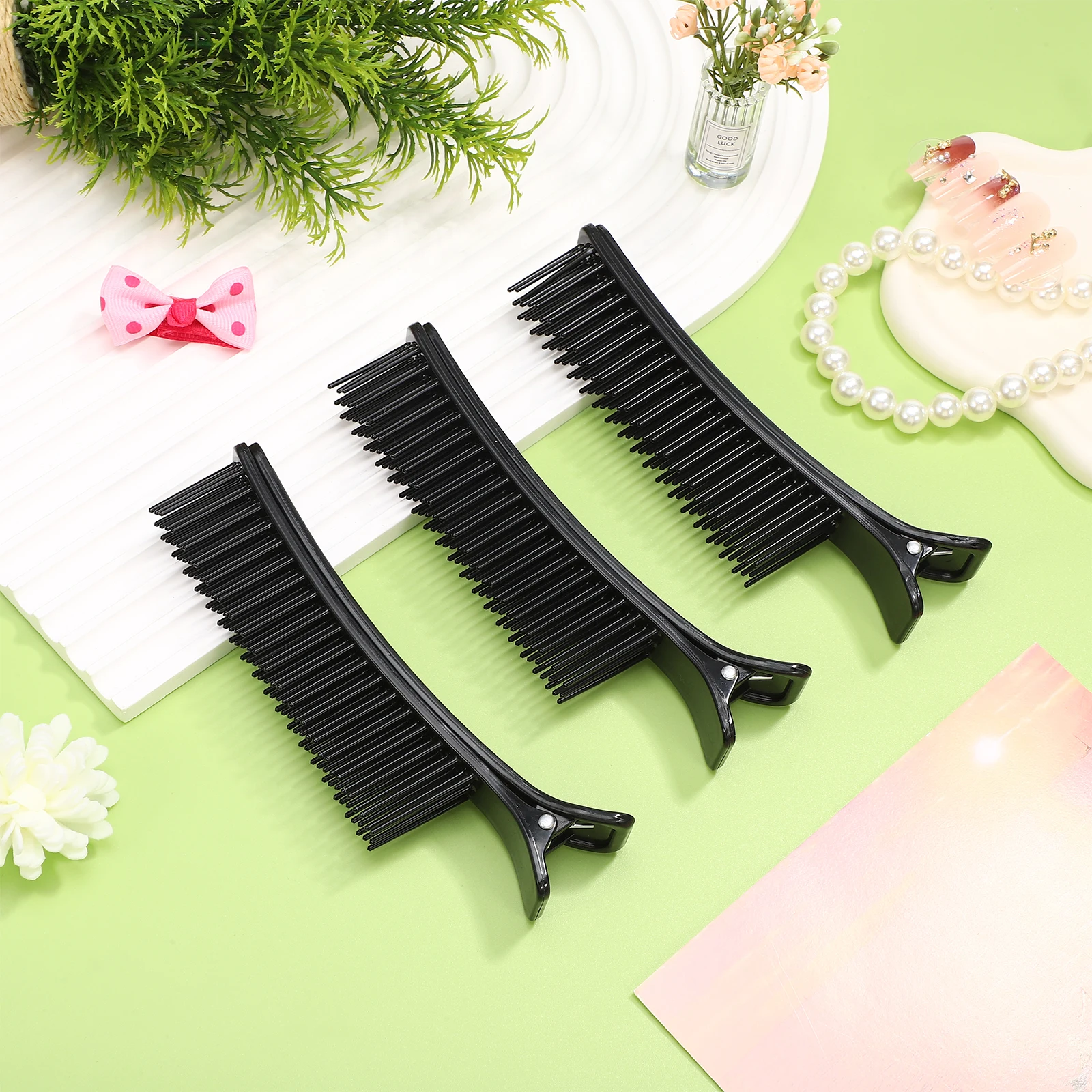 3 個のヘアスタイリングクリップワイドトゥースコームレイヤリングカット染色サロン使用多用途理髪ピンプロのサロンクリップ