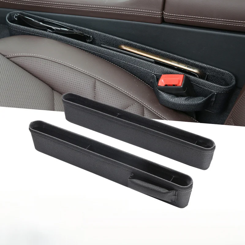 2Pcs Universal Car Seat Gap Storage Box PU Leather Car Seat Crevice Organizer Phone Keys Coin Holder Car Interior Accessories