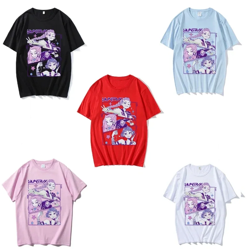 

Anime KPop Demon Hunters Rumi Print Round-neck Short-sleeved Sexy and Cute T-shirt European-sized Adult Top Halloween Set
