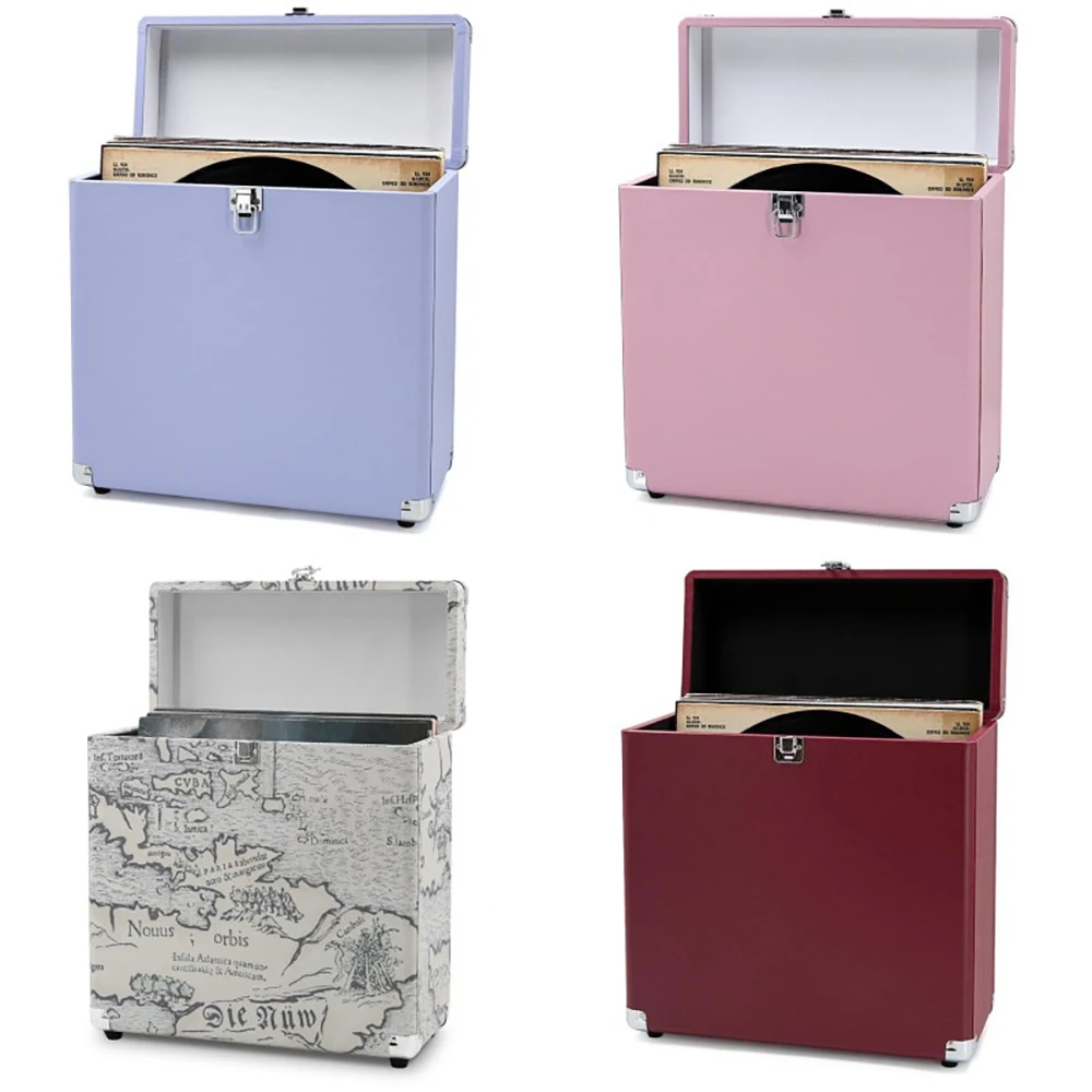 

12-inch Vinyl Record Storage Case Portable Handheld Design Multiple Color Options Shockproof Structure with Metal Hinges