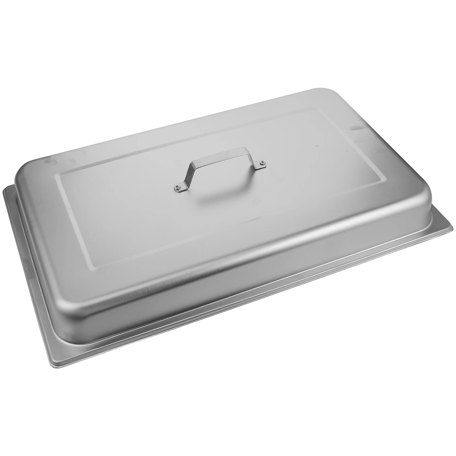

Stainless Steel Buffet Hotel Pan Lid Rectangular Cover for Desserts Pastries Food Display Handle Heavy Duty Catering Dome Cover