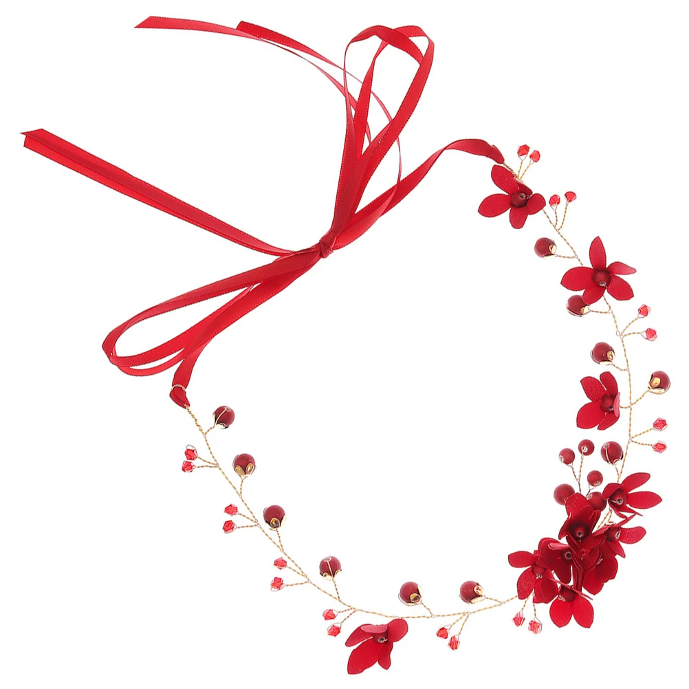 

Red Flower Headband Women Hairbands Bride Headpieces Wedding Bridal Accessories Girls Hair Accessories Floral Decorations Bright