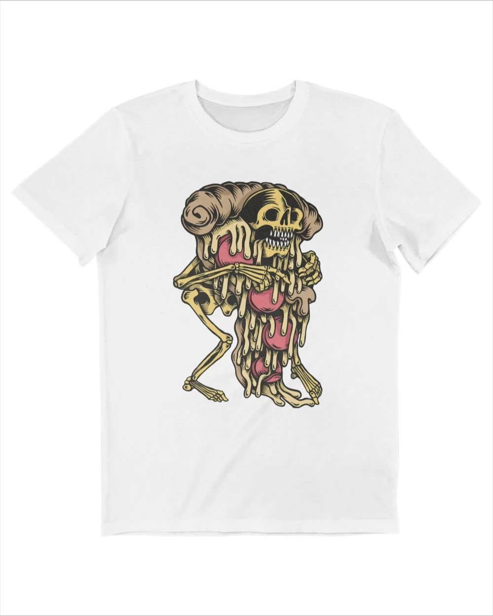 

2025 Summer Luxury Brand Cotton Men's and Women's T-Shirt Street Fashion Pepperoni Lovers Pizza Et Tête De Mort Graphic Printing