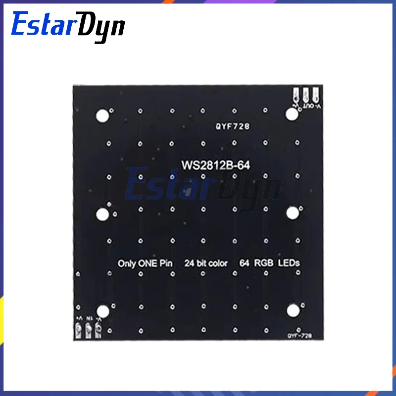8x8 WS2812 LED Matrix Panel 64 RGB Pixels 5050 SMD, Programmable Addressable for Arduino/ESP32, High Brightness DIY Decor/Signs