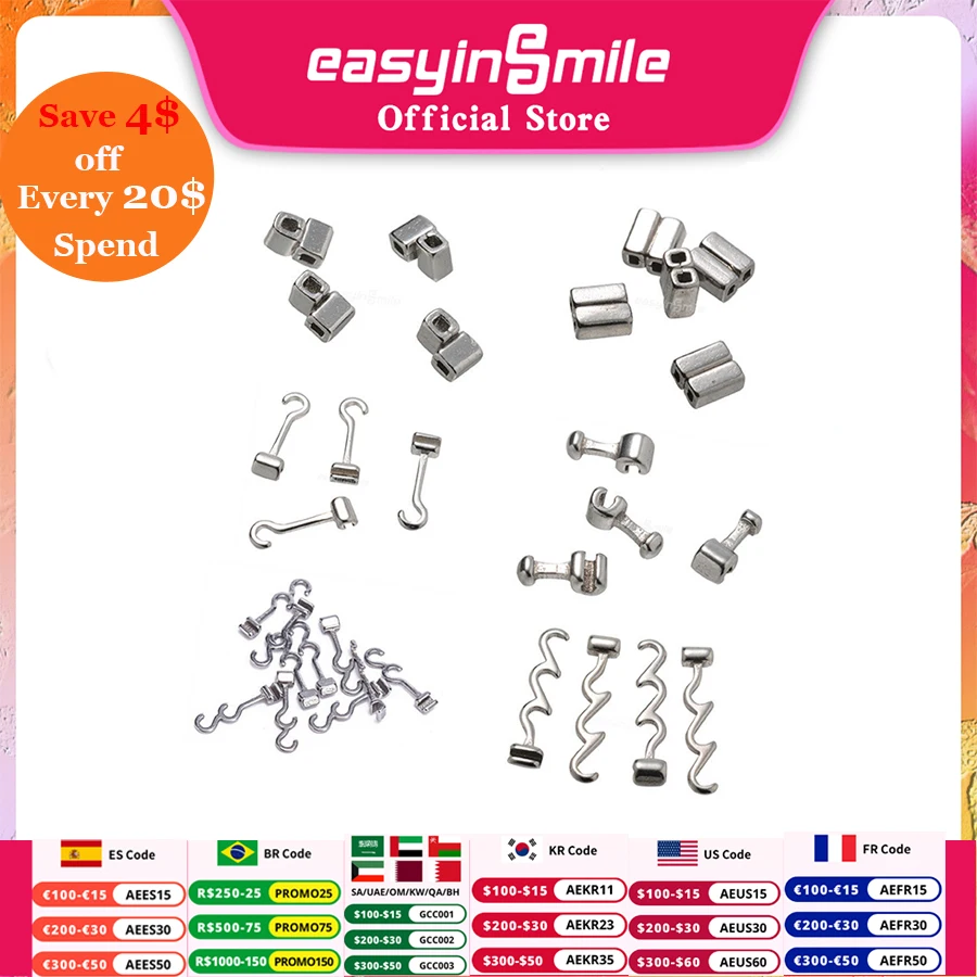 10Pcs/Pack Dental Orthodontic Crimpable Hook EASYINSMILE Stainless Steel Brackets Materials