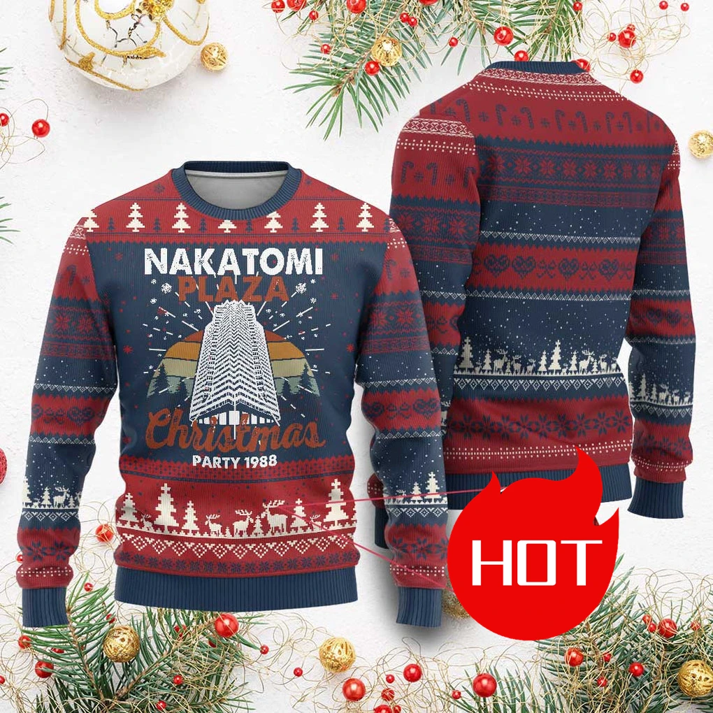 

Funny Nakatomi Plaza Ugly Christmas Sweater Xmas Party 1988 Jumper Sweaters Japanese Style Harajuku Fashion Unisex Streetwear