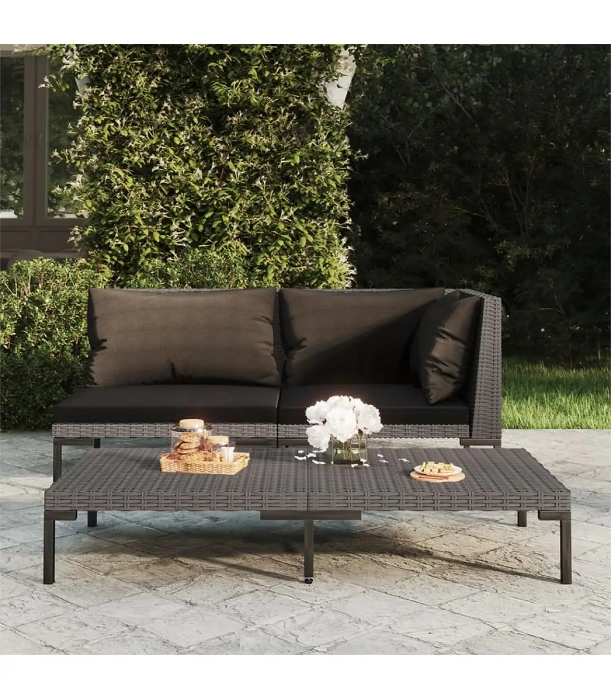 Modular outdoor sofas semi-circular garden sofa with synthetic rattan cushions