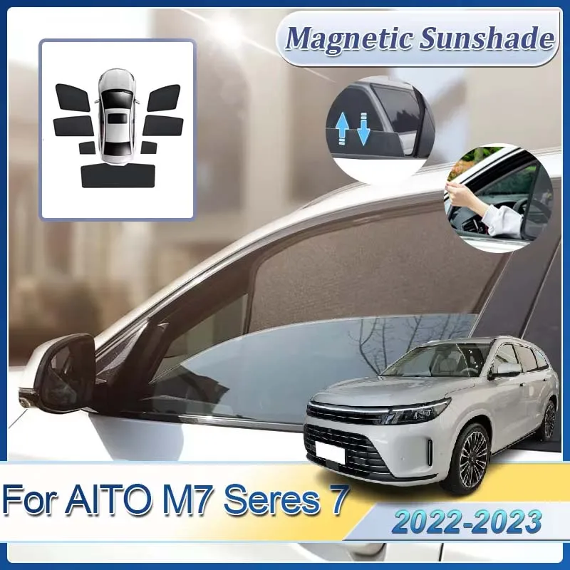 

Для AITO M7 Seres 7 2022 2023, автомобильный солнцезащитный козырек, автоматическая защита от солнца, теплоизоляция, магнитные оконные шторы, автомобильные аксессуары
