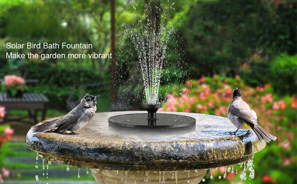 

1W 6 Nozzle Solar Bird Bath Fountain Pump Free Standing Solar Powered Water Fountain Pump for Bird Bath Garden Pond Pool Outdoor