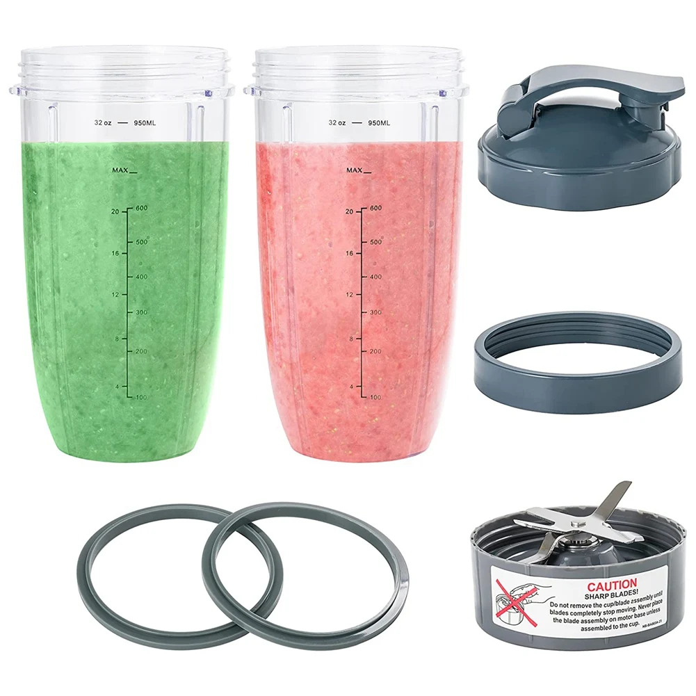 

Набор из 7 сменных чаш и лезвий для блендера Nutribullet, 32 унции, совместим с блендерами Nutribullet 600W/900W