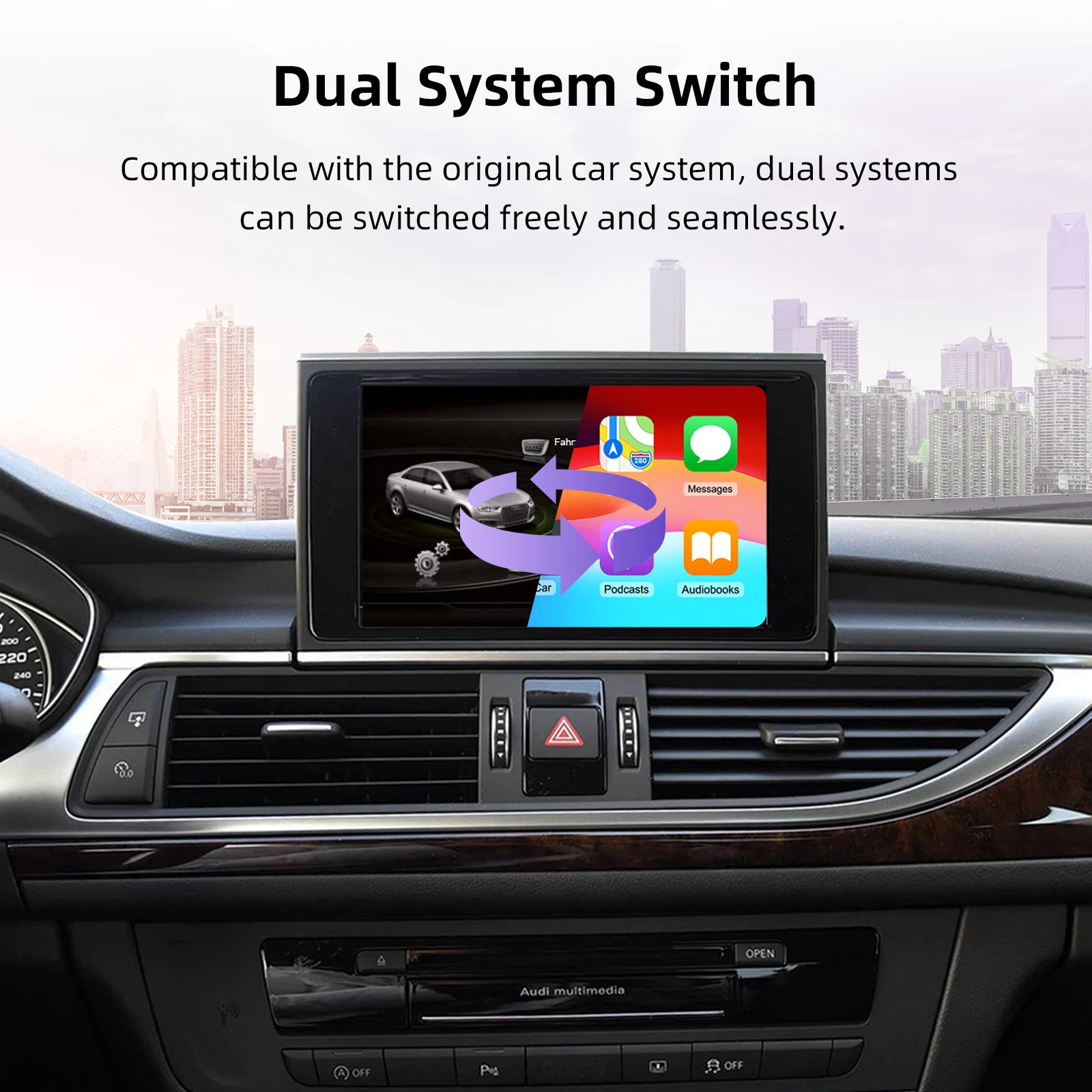 صندوق فك ترميز التحديثية التلقائي CarPlay Android اللاسلكي لأودي A4 A5 Q2L Q5L Q7 2014-2022 نظام MIB شاشة 7/ 8.8 بوصة ترقية OEM